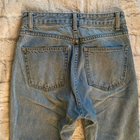 H&M women 4 100% cotton button fly ripped blue jeans - Picture 7 of 10